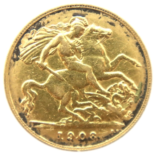 3239 - 1908 Half Sovereign of Edward VII. P&P Group 1 (£14+VAT for the first lot and £1+VAT for subsequent ... 