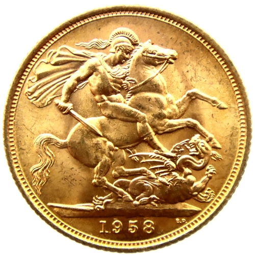 3240 - 1958 Full Sovereign of Elizabeth II. P&P Group 1 (£14+VAT for the first lot and £1+VAT for subsequen... 