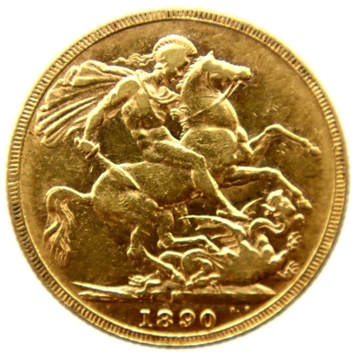 3242 - 1890 Melbourne Mint Full Sovereign of Queen Victoria. P&P Group 1 (£14+VAT for the first lot and £1+... 