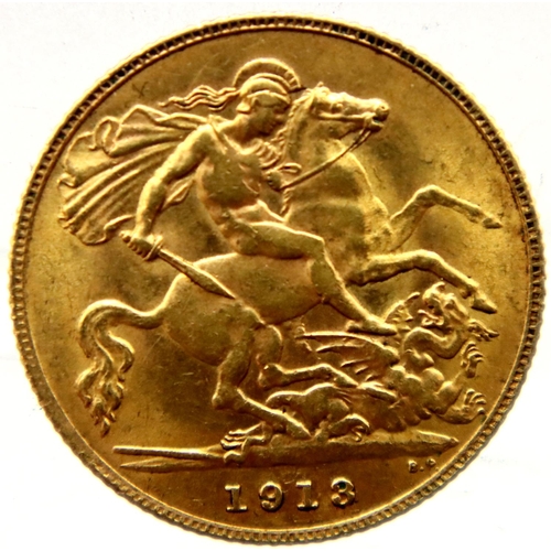 3243 - 1913 half Sovereign of King George V. P&P Group 1 (£14+VAT for the first lot and £1+VAT for subseque... 