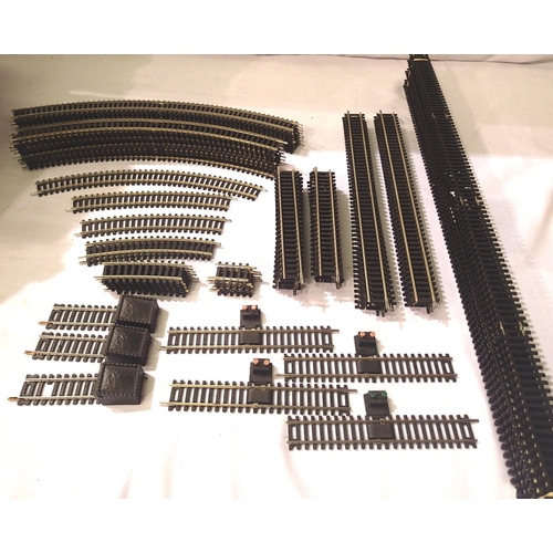 2059 - Selection of approximately 70 Hornby set track pieces nickel silver, R603 x12, R601 x12, R600 x17, R... 