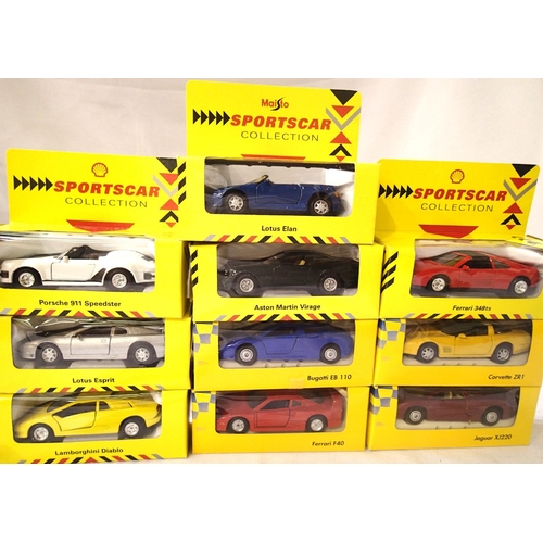 2170 - Six Maisto Shell sportscar Collection and four Maisto Supercar Collection diecast cars in excellent ... 