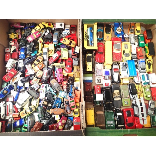 2176 - Approximately 200 playworn diecast vehicles; Corgi, Matchbox etc mostly for refurbishment/spares. P&... 