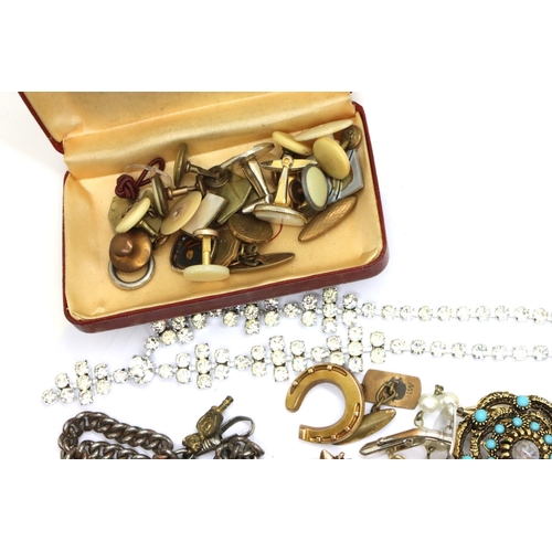 59 - Mixed lot of costume jewellery, gents cufflinks, studs etc. P&P Group 1 (£14+VAT for the first lot a... 