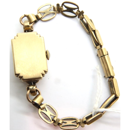 68 - Rotary; 1950s 9ct gold ladies wristwatch on a rolled gold bracelet. P&P Group 1 (£14+VAT for the fir... 