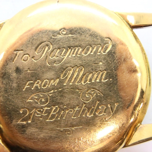 71 - Rotary; gents 9ct gold wristwatch lacking crown with inscription verso, 21.3g. P&P Group 1 (£14+VAT ... 