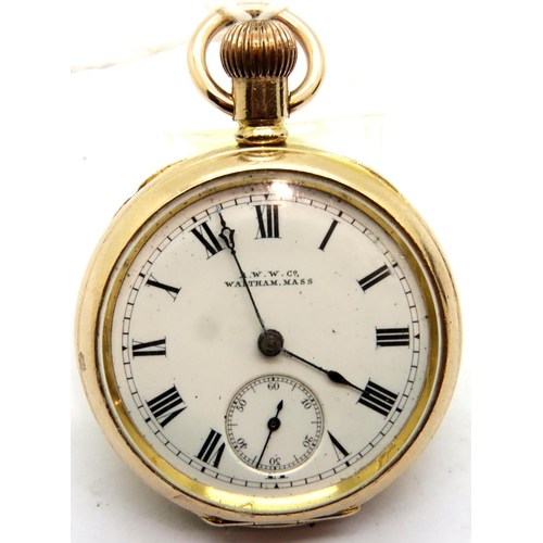 77 - Gold plated Waltham 20 Year case fob watch with 15 jewel movement and regulator, working at lotting.... 