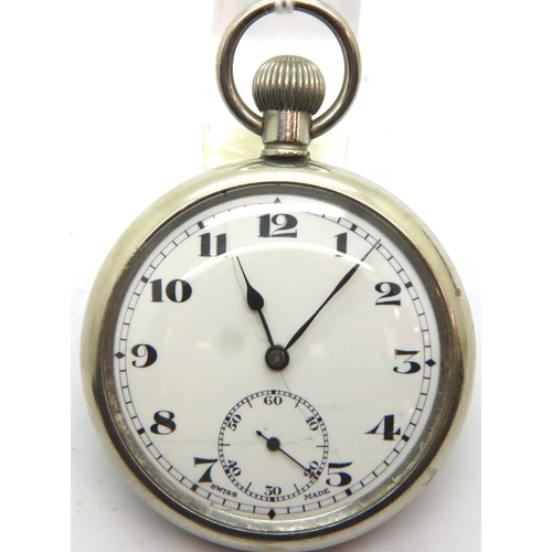 80 - White metal screw back pocket watch, working at lotting. P&P Group 1 (£14+VAT for the first lot and ... 