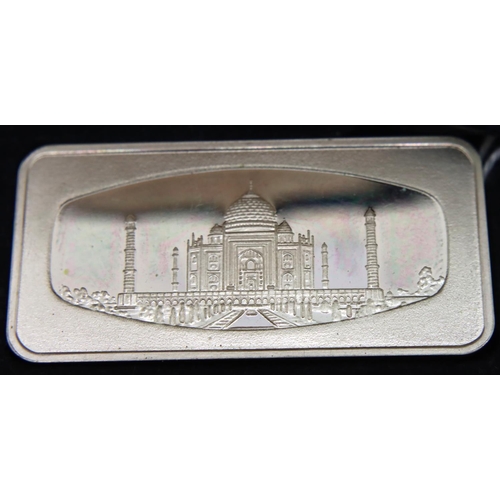 106 - Wonders of The World limited edition silver ingot, Taj Mahal. P&P Group 1 (£14+VAT for the first lot... 