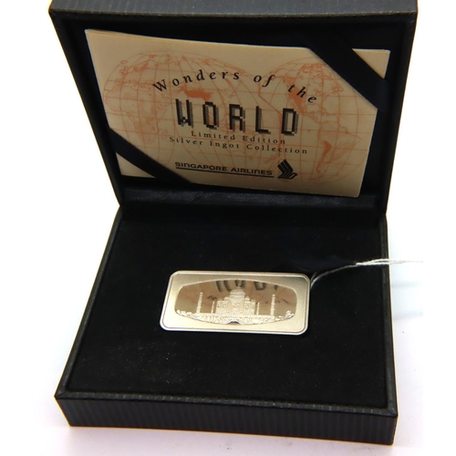 106 - Wonders of The World limited edition silver ingot, Taj Mahal. P&P Group 1 (£14+VAT for the first lot... 