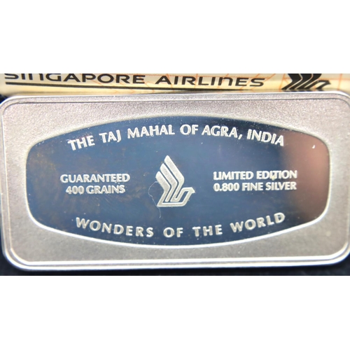 106 - Wonders of The World limited edition silver ingot, Taj Mahal. P&P Group 1 (£14+VAT for the first lot... 