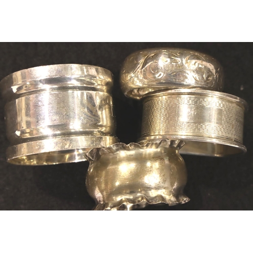 116 - Four hallmarked silver napkin rings. P&P Group 1 (£14+VAT for the first lot and £1+VAT for subsequen... 