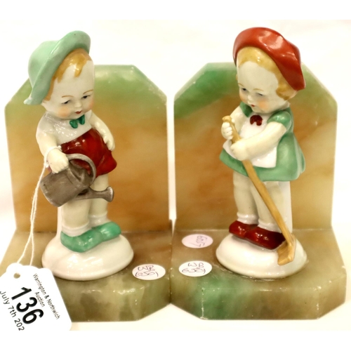 136 - Pair of Mabel Lucie Attwell bookends, H: 16 cm. P&P Group 2 (£18+VAT for the first lot and £3+VAT fo... 