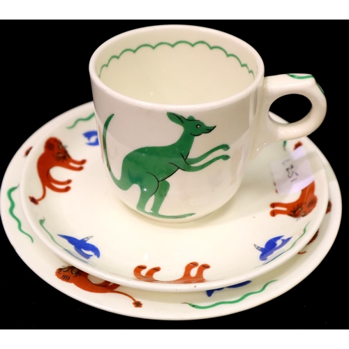 158 - Royal Worcester trio in an unusual pattern with tigers, snakes and birds. P&P Group 2 (£18+VAT for t... 