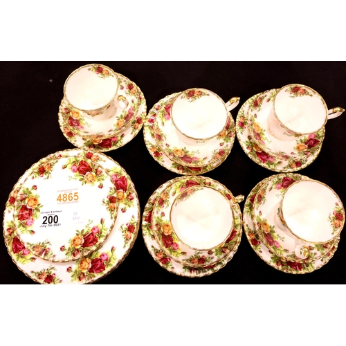 200 - Royal Albert Old Country Roses, five trios and six salad plates, first quality. P&P Group 3 (£25+VAT... 