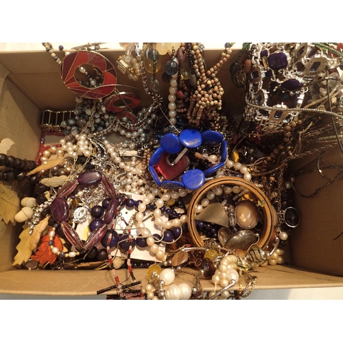 1122 - A box containing a quantity of ladies costume jewellery to include necklaces, bangles etc. P&P Group... 