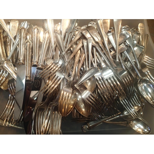 1216 - A large quantity of Victorian and later silver-plated cutlery. Not available for in-house P&P, conta... 