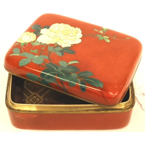 263 - An early 20th century cloisonne lidded box, 11 x 9 x 5 cm. P&P Group 1 (£14+VAT for the first lot an... 