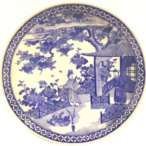 272 - 19th Century Chinese cabinet plate with figural scenes in blue, not marked to base, D: 31 cm. P&P Gr... 