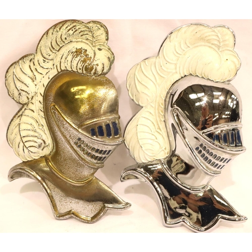 330 - Two metal knight car badges, H: 16 cm. P&P Group 1 (£14+VAT for the first lot and £1+VAT for subsequ... 