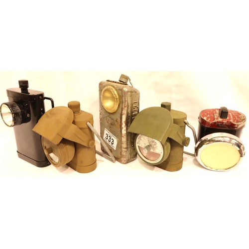 333 - Two boxed WWII bicycle lamps and others. Not available for in-house P&P, contact Paul O'Hea at Mailb... 