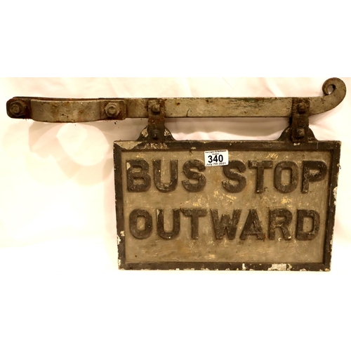 340 - Heavy vintage bus stop sign. Not available for in-house P&P, contact Paul O'Hea at Mailboxes on 0192... 