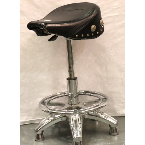 637 - Leather seated chrome based revolving seat. Not available for in-house P&P, contact Paul O'Hea at Ma... 