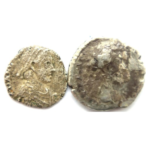 3078 - Roman silver Siliqua Vot XV and a Roman silver denarius Antonius Pius. P&P Group 1 (£14+VAT for the ... 