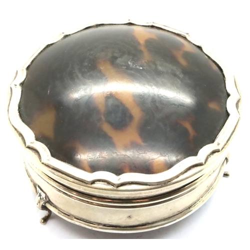 98 - Silver and tortoiseshell jewellery box and miniature silver mirror, both A/F. P&P Group 1 (£14+VAT f... 