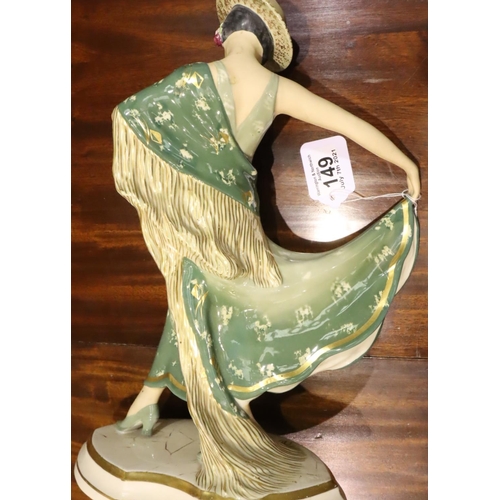 149 - Royal Dux Spanish dancer figurine, model 3695, H: 38 cm P&P Group 3 (£25+VAT for the first lot and £... 