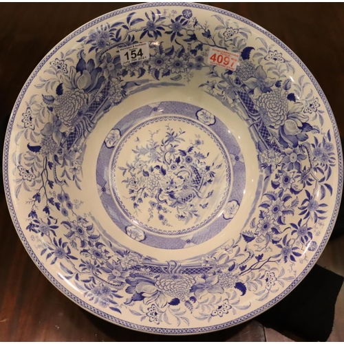 154 - Mintons, a substantial wash bowl decorated in blue over white, D: 29 cm. Not available for in-house ... 