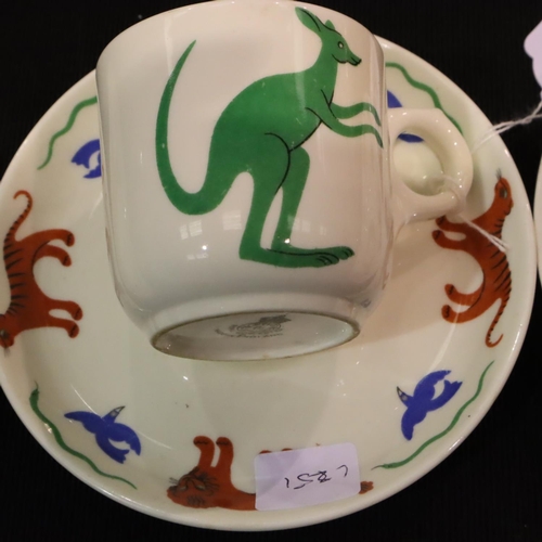 158 - Royal Worcester trio in an unusual pattern with tigers, snakes and birds. P&P Group 2 (£18+VAT for t... 