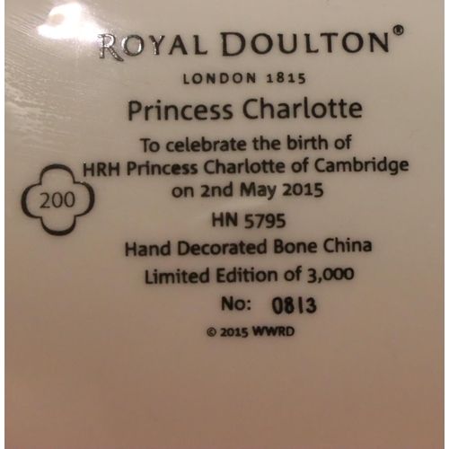 162 - Boxed Royal Doulton figurine, Princess Charlotte, limited edition 813/3000, H: 23 cm. P&P Group 2 (£... 