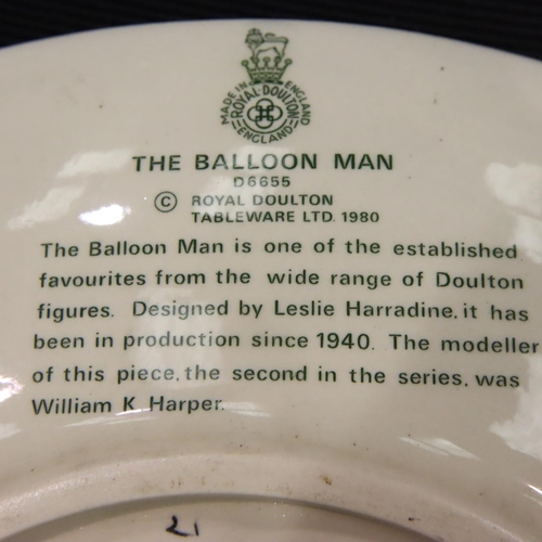 174 - Royal Doulton Balloon Seller man and woman teapot and two Balloon Seller plates. P&P Group 3 (£25+VA... 