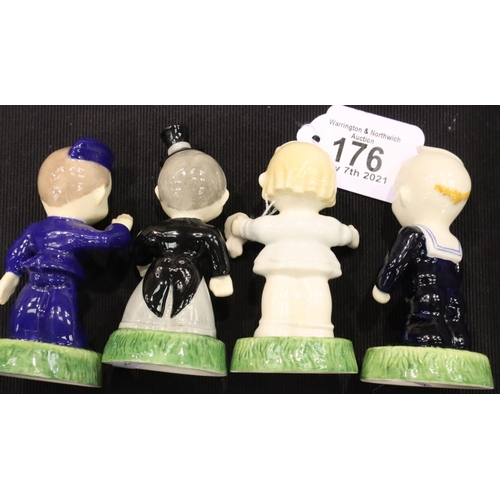 176 - Four Carlton Ware figurines; bride, groom, sailor and airman, largest H: 10 cm. P&P Group 3 (£25+VAT... 