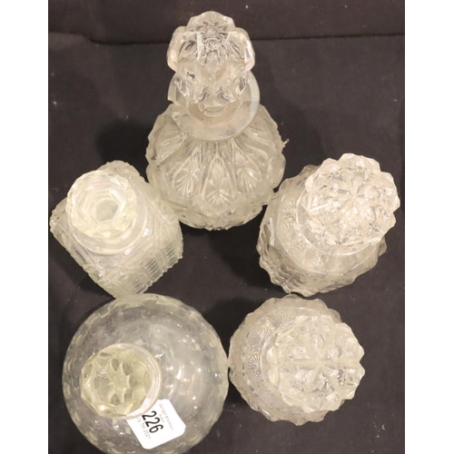 226 - Six Victorian decanters, one hobnail cut, two with damage. Not available for in-house P&P, contact P... 