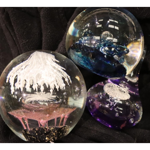 227 - Three glass paperweights including a Selkirk example. P&P Group 2 (£18+VAT for the first lot and £3+... 