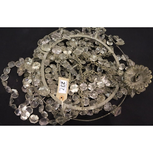 237 - An early 20th Century electrolier with cut glass drops, H: 60 cm. Not available for in-house P&P, co... 