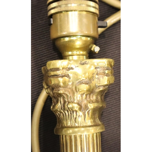 242 - A 20th Century brass columnar table-lamp base, H: 47 cm and an alabaster lamp base with brass mounts... 