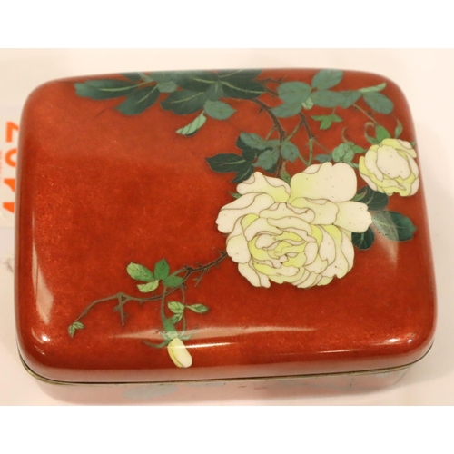 263 - An early 20th century cloisonne lidded box, 11 x 9 x 5 cm. P&P Group 1 (£14+VAT for the first lot an... 