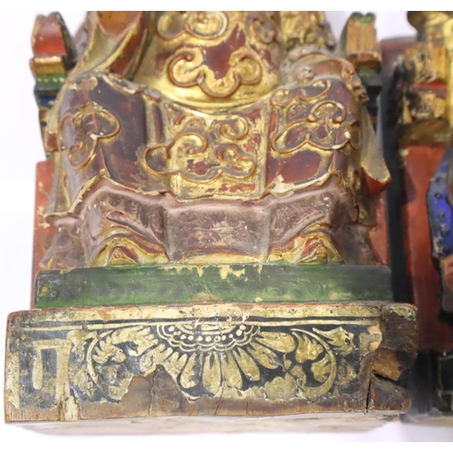 270 - Pair of antique carved and painted Oriental figures, H: 22 cm. P&P Group 3 (£25+VAT for the first lo... 