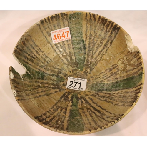 271 - Two early Persian bowls, with damages, largest D: 23 cm. P&P Group 3 (£25+VAT for the first lot and ... 