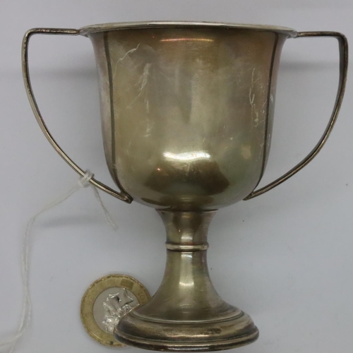 111A - Hallmarked silver twin handled trophy 57g on stand. P&P Group 1 (£14+VAT for the first lot and £1+VA... 