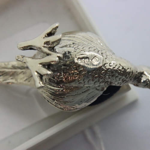 115 - Silver Pheasant pin cushion. P&P Group 1 (£14+VAT for the first lot and £1+VAT for subsequent lots)