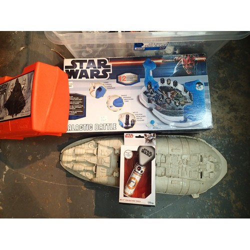 1172 - Box of Star Wars figurines, books craft etc. Not available for in-house P&P, contact Paul O'Hea at M... 