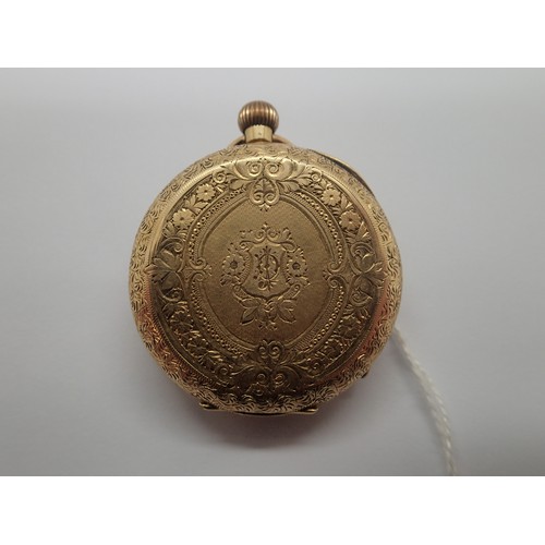 69 - 18ct gold crown wind fob watch, working at lotting. P&P Group 1 (£14+VAT for the first lot and £1+VA... 