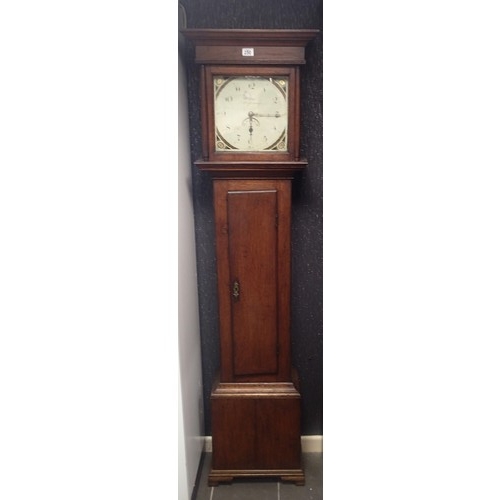 250 - James Guy of Shaftesbury oak longcase clock, with painted dial and date aperture, includes weight bu... 