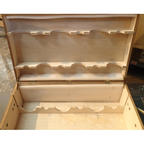 1216 - Pine six bottle wine  box marked Fortnum and Mason. Not available for in-house P&P, contact Paul O'H... 