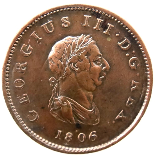 3064 - 1806 half penny of George III. P&P Group 1 (£14+VAT for the first lot and £1+VAT for subsequent lots... 