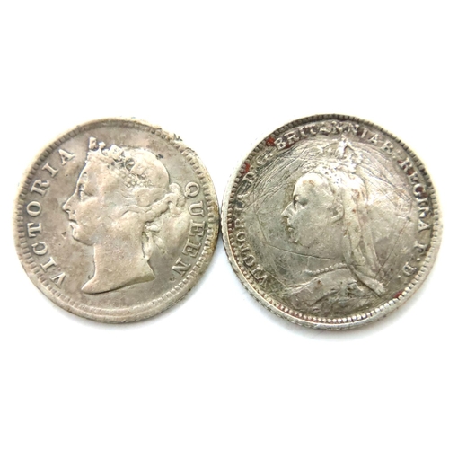 3065 - Two Victorian Silver coins, both young head. P&P Group 1 (£14+VAT for the first lot and £1+VAT for s... 